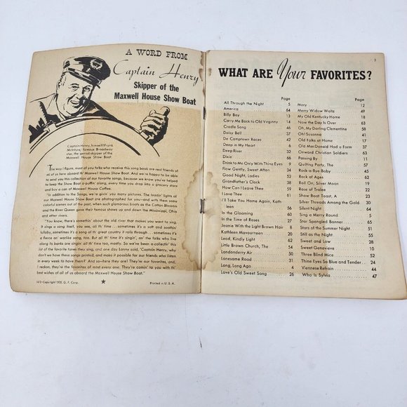 Vintage 1935 Songs of the‎ Showboat Song Book Sheet Music Maxwell House Coffee - Picture 3 of 12